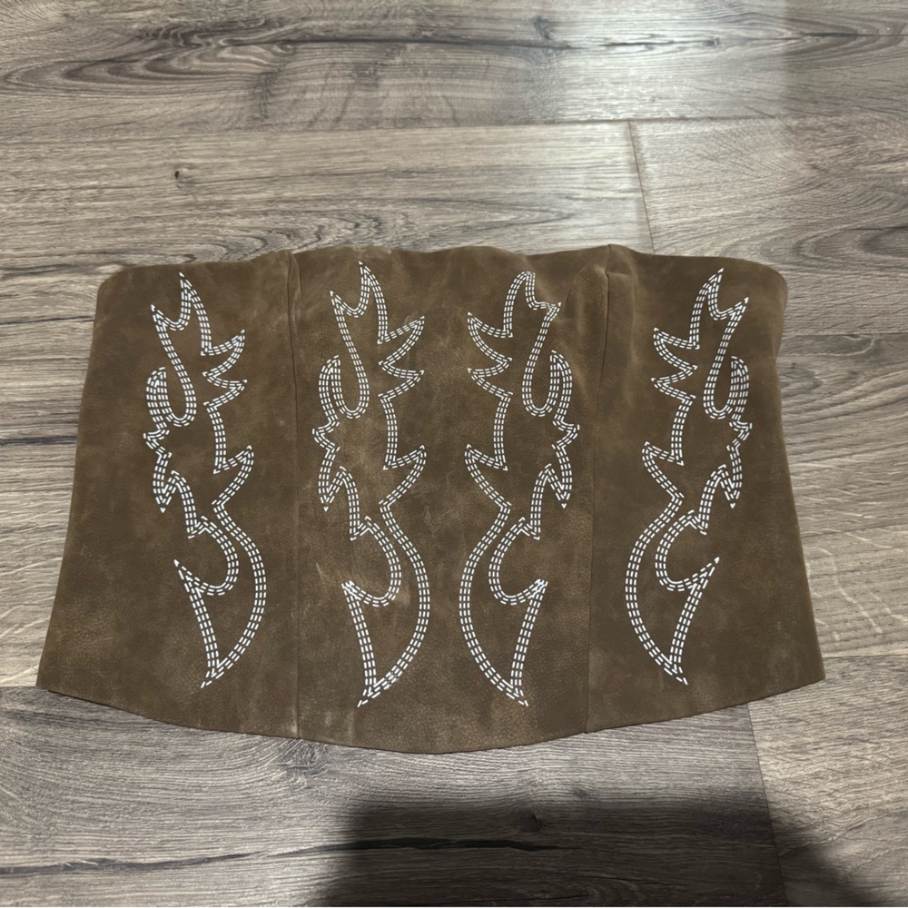 Fashion Nova Brown Faux Leather Corset Top